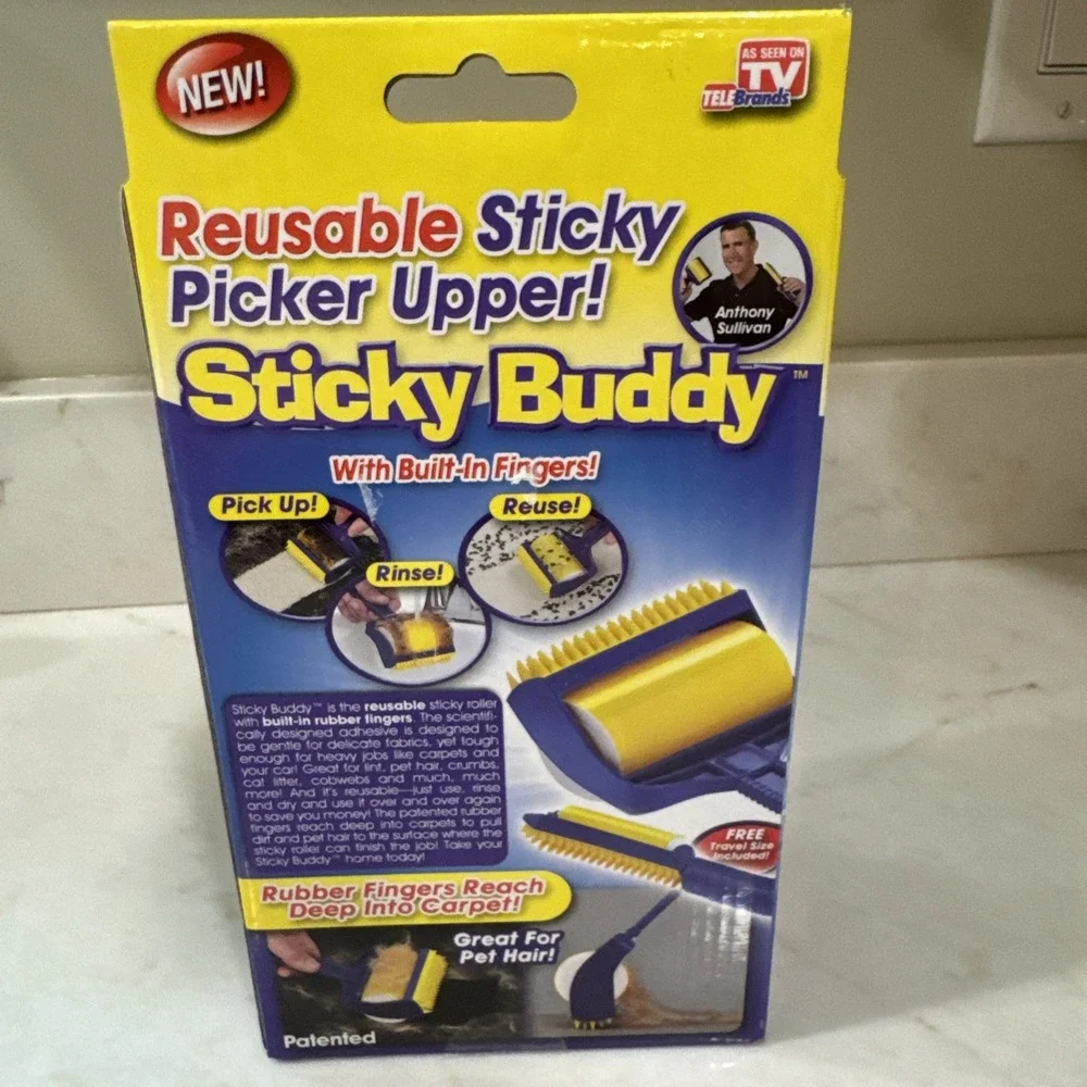 Sticky Buddy Reusable Picker Upper Lint Roller Pet Hair Remover Brush NEW SEALED